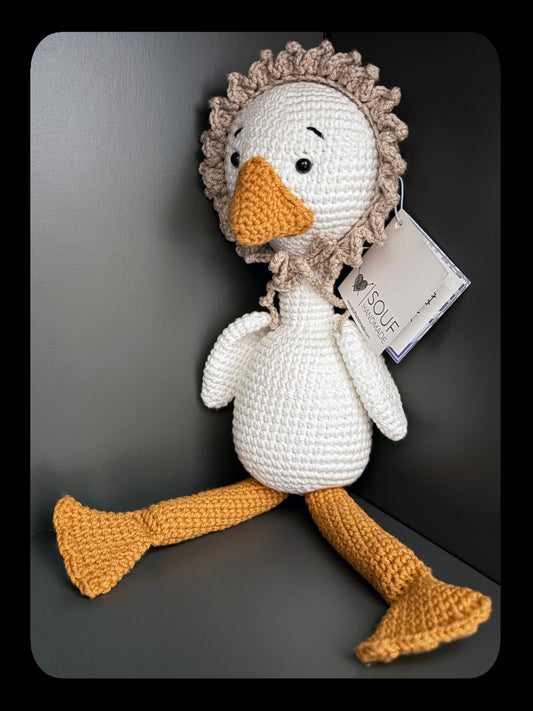 Håndlaget heklet kosevenn- Souf- Gåshild- Amigurumi