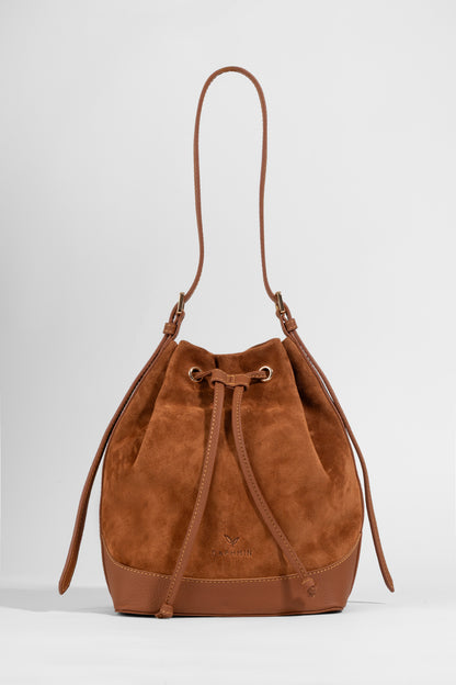 Skulderveske i semsket skinn- Sorella Suede Bucket- Daphmin