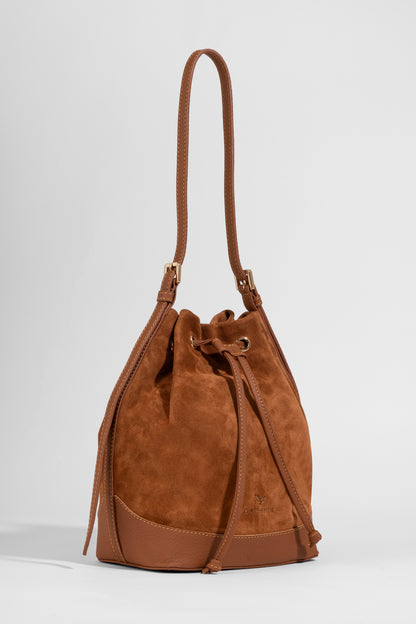 Skulderveske i semsket skinn- Sorella Suede Bucket- Daphmin
