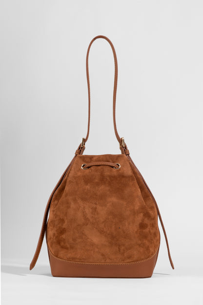 Skulderveske i semsket skinn- Sorella Suede Bucket- Daphmin