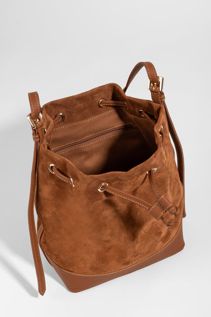 Skulderveske i semsket skinn- Sorella Suede Bucket- Daphmin
