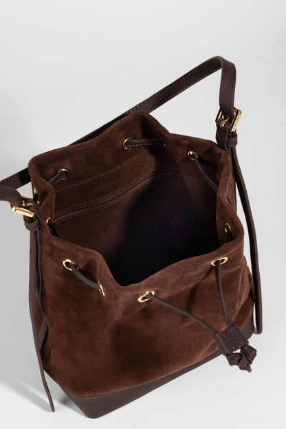 Skulderveske i semsket skinn- Sorella Suede Bucket- Daphmin