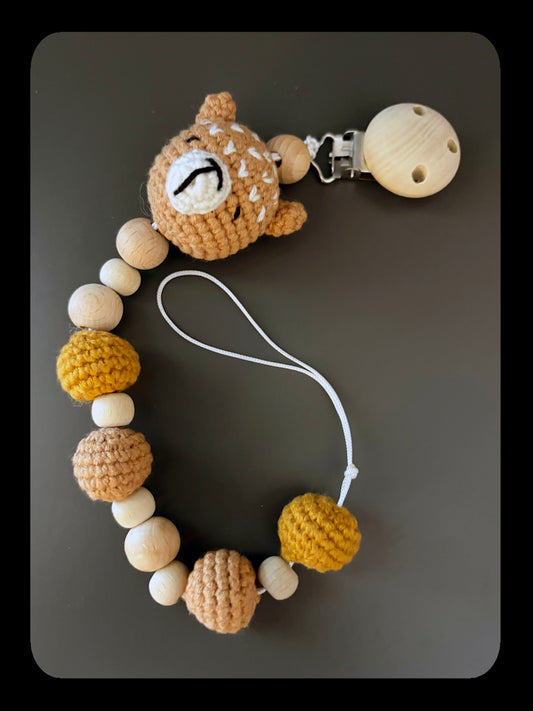 Håndlaget heklet smokkeholder- Souf- Mokki- Amigurumi